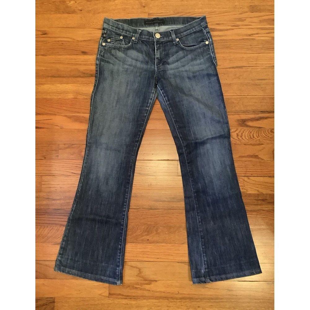 Rock & Republic Womens 28 Jeans Blue Denim Straight Leg Dark Wash Distressed